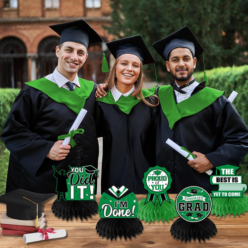 Green Graduation Decorations 2025 Honeycomb Centerpieces, 12Pcs Class of 2025 Gr - Picture 2 of 12