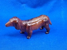 Vtg Hand Carved DACHSHUND Wood Sculpture Figurine 4" Dog Marked L.W. 1974 READ