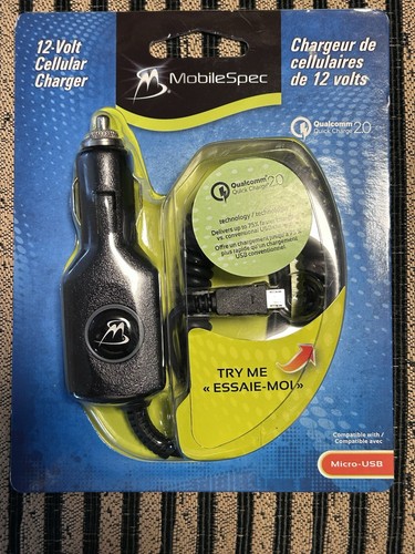 MobileSpec Mobile Micro USB Android 12V Car Charger - Glows Qualcomm 2.0 Glows - Photo 1 sur 6