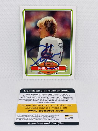 Phil Simms New York Giants Signed 1980 Topps RC W/ COA - 第 1/5 張圖片