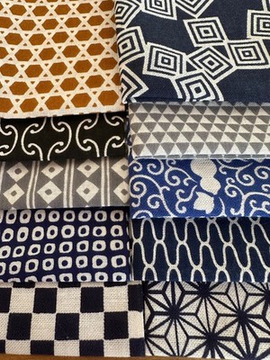 Set of 10 Japanese Tenugui Towels Cotton Cloth Fabrics patterns B