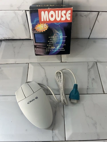 Vintage Serial 3 Button Computer Mouse By Chic Brand New 9 Pin Serial