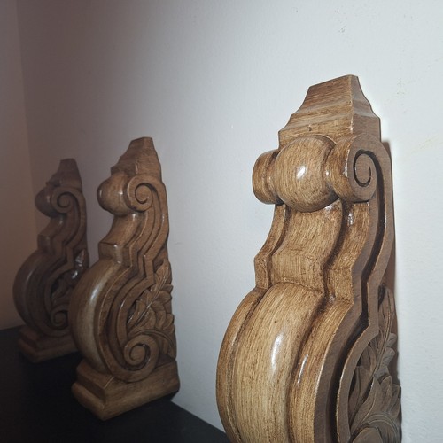 3 Solid Red Oak Carved Wood Corbels for Shelf or Mantel 14.5" FREE SHIPPING - Picture 10 of 14