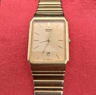Vintage Seiko 5Y32-5129 Quartz Gold Tone Tank Men’s Watch W/ Date Window - Works
