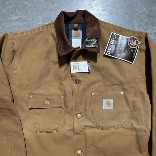 Abrigo de Colección Carhartt C01 BRN Manta Forrada Lona Tareas de Pato Talla 46 EE. UU. NUEVO CON ETIQUETAS - Imagen 2 de 9