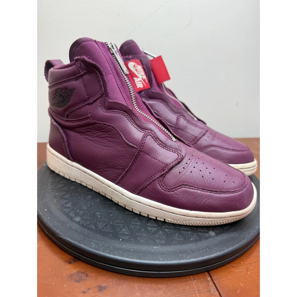 Air Jordan 1 Cremallera Ciruela Púrpura Cuero Zapatillas Altas Mujer Zapatos Talla 8.5 Foto 2 de 4