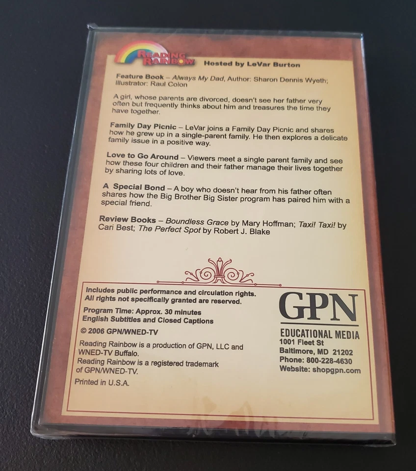 reading rainbow ALWAYS MY DAD levar burton DVD fathers SEALED episode 121 pbs - Image 2 of 4