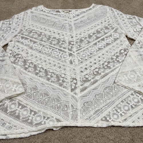 Camisa Sundance Mujer L Blanca Encaje Bohemia Transparente Capas Femenina Hippie Azteca - Imagen 2 de 7