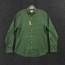 J Crew Shirt Men's Medium Green Floral Slim Fit Secret Wash Button Up
