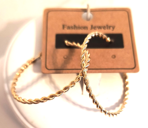 Modeschmuck neu goldfarben gedrehtes Seil Creolen Stil Ohrringe Hebelverschluss - Bild 5 von 16