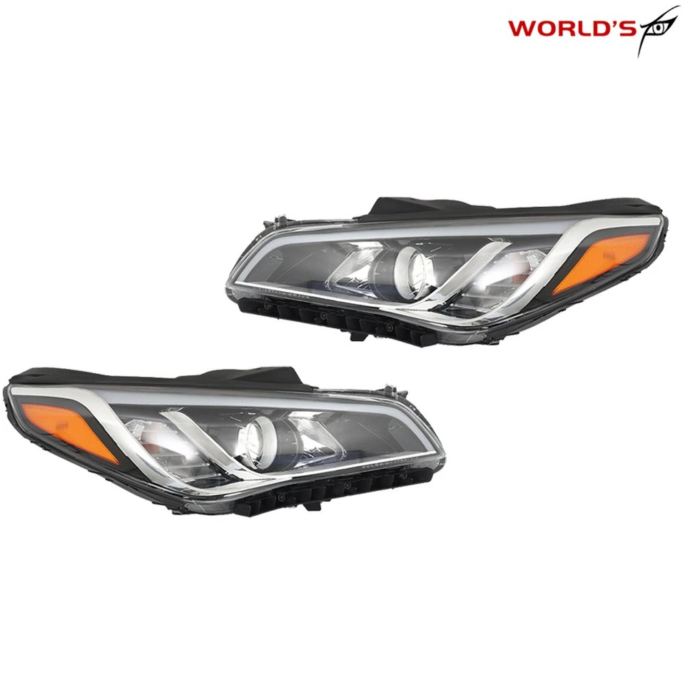 Fit For Hyundai Sonata 2015 2016 2017 Chrome Halogen Headlight Headlamp Assembly - Image 2 of 4
