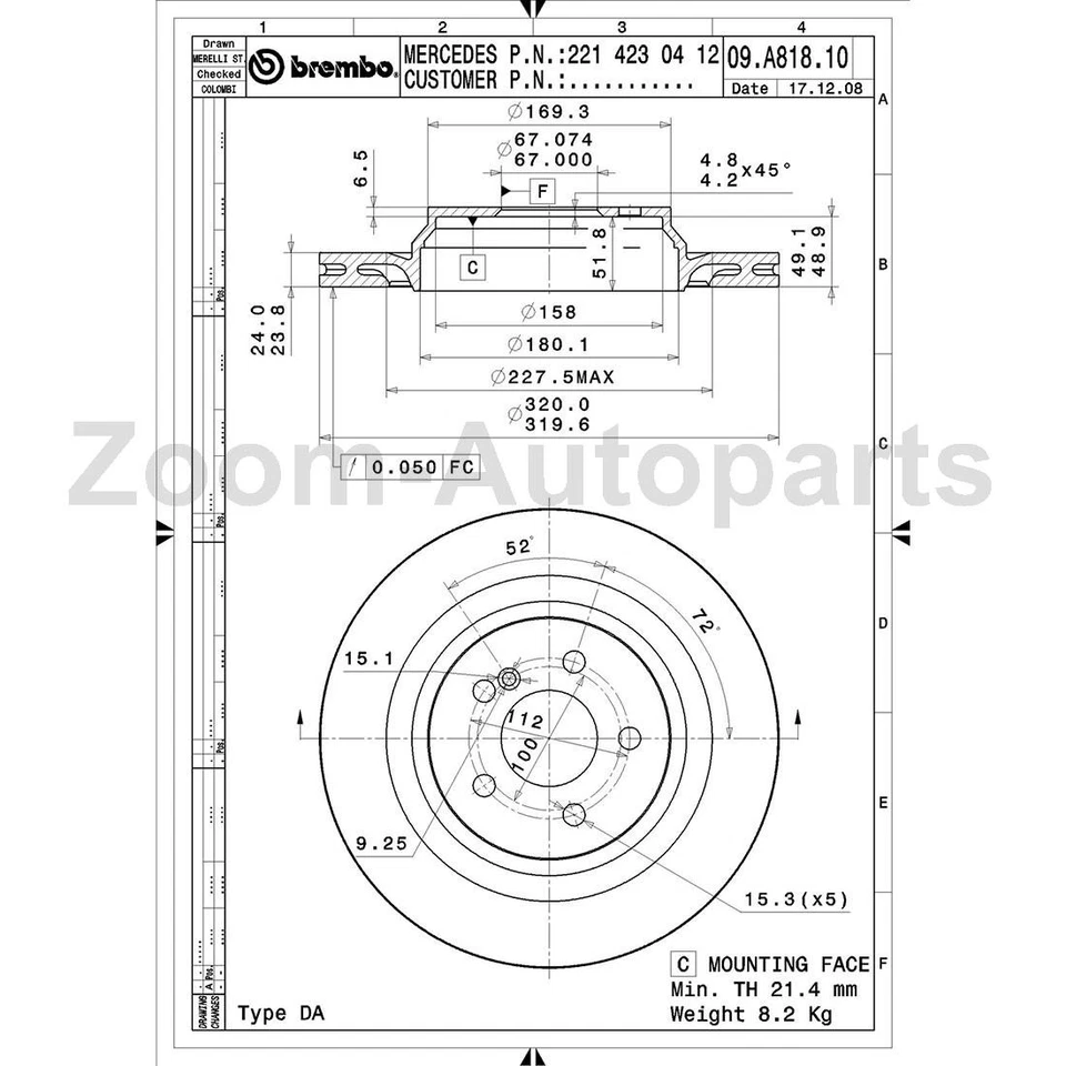 Rotores de freno delanteros traseros Brembo OE pastillas de freno para Mercedes-Benz CL550 2009 2010 Foto 2 de 4