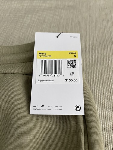 Nike Tech Tailored Fleece Open Hem Sweatpants Olive FZ7583-276 Men’s Size S - Picture 2 of 4