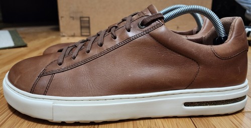 Birkenstock Bend Mens Sz 10 Shoes Cognac Leather Sneakers Casual Lace Up Low Top - Picture 3 of 9