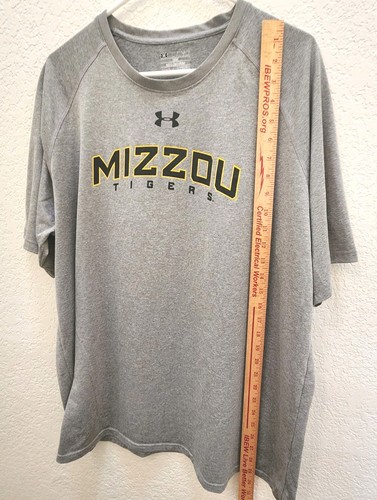 Under Armour Mens 2XL XXL Gray Mizzou Missouri Tigers T Shirt Loose Fit HeatGear - Picture 7 of 12