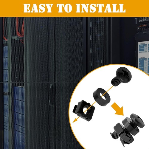 50 Pack M6 Rack Mount Cage Nuts, Screws and Washers Rack Screws Square Insert Nu - Picture 5 of 7