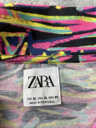 ZARA Men's Button Up Hawaiian Shirt - Colorful Abstract 80s 90s Style XL (SLIM) - Picture 5 of 13