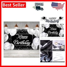 Stylish Black and Silver Happy Birthday Background - Perfect for Events
