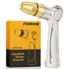FANHAO Professional Heavy Duty Garden Hose Nozzle, 100% Metal Thumb Control W