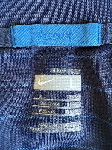 Arsenal FC Nike 2009 2010 Fußball blau Nadelstreifen Auswärtstrikot Oberteil RAR Größe Large - Bild 11 von 19
