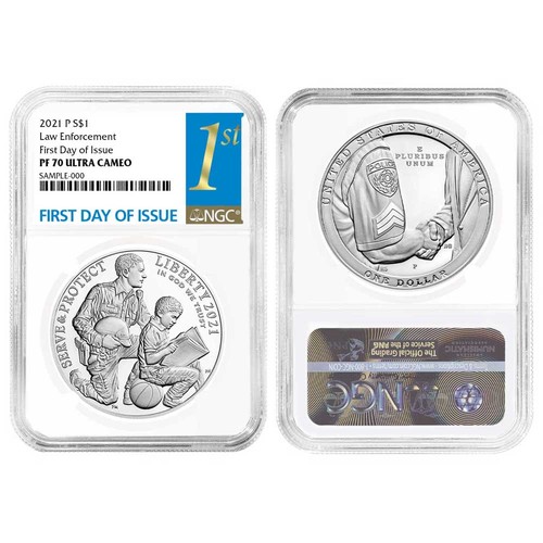 2021-P Proof $1 National Law Enforcement Silver Dollar NGC PF70UC FDI First - Picture 3 of 3
