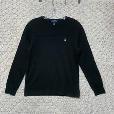 POLO Ralph Lauren Waffle Knit Thermal Shirt Boy Youth L 14/16 Black Long Sleeve