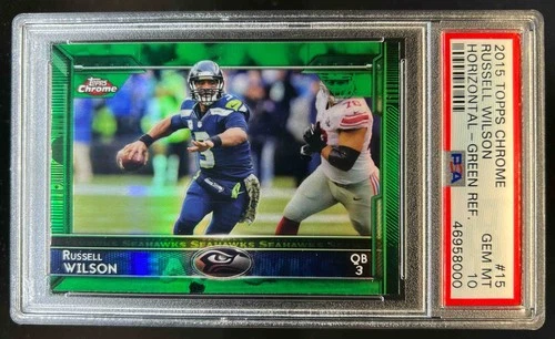 2015 Topps Chrome Russell Wilson Green Refractor #15 Seahawks PSA 10