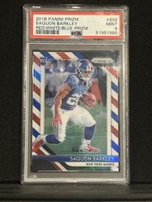 2018 Panini Prizm #202 Saquon Barkley Red/White/Blue Prizm Rookie PSA 9 Eagles 