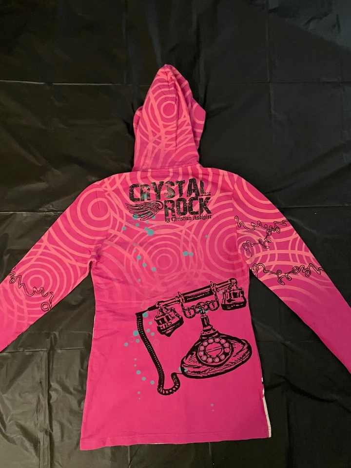 Sudadera con Capucha Crystal Rock de Christian Audigier, Nueva, Para Mujer Talla Mediana Foto 2 de 4
