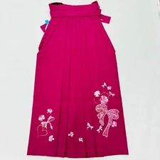 women Hakama 95cm L Japanese Kimono ANDON PANTS/SKIRT used Pink 4723