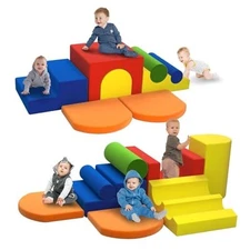 Toddler Climbing Toys Indoor, 8-Piece Colourful Foam Climbing Blocks for 