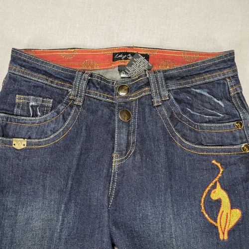 BABY PHAT Jeans Size 14 & 16 Girlz blue dark wash embroidered Bling Colorful Y2k - Picture 3 of 23