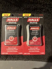 2 Menthol Cough Suppressant/oral Anesthetic Halls Cherry Flavor 24 Drops