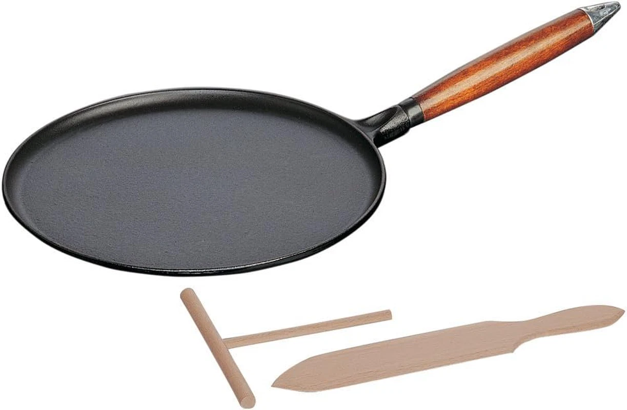 Premium 11-Inch Cast Iron Crepe Pan Set - Made in France, Matte Black
Opens in a new window or tab