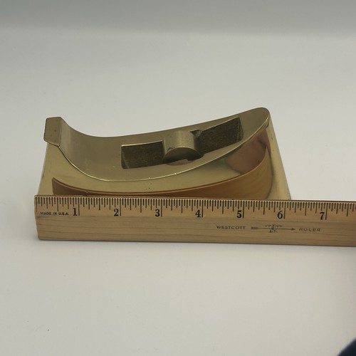 Vintage Brass Tape Dispenser & Paperweight Gold Office Supplies Desktop Heavy - Picture 7 of 14