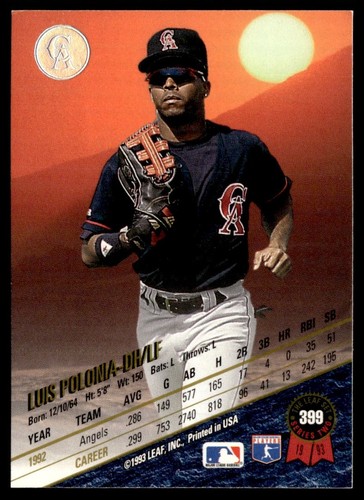 1993 Leaf Luis Polonia Baltimore Orioles #399 - Bild 2 von 2