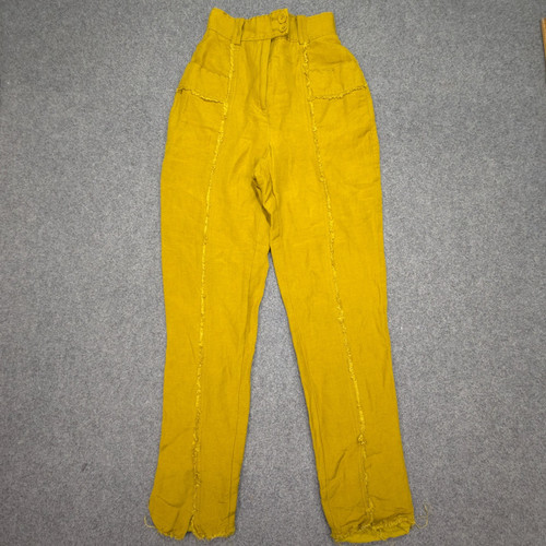 AJE Pants Womens 4 Yellow linen high rise lightweight summer casual Size 4