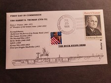 Aircraft Carrier USS HARRY TRUMAN CVN-75 Naval Cover 1998 COMMISSIONED Cachet