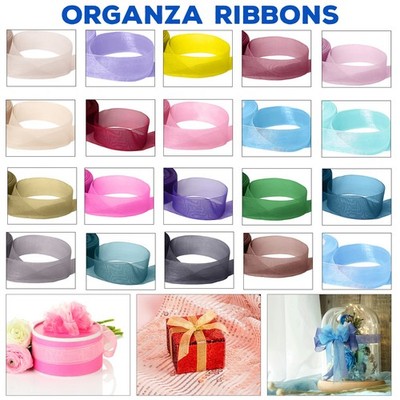 100 Organzaband Rollen 38 mm x 20 m transparent Hochzeit Basteln Florist Geschenkpapier Posten