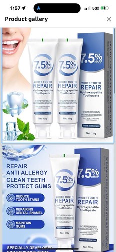 7.5% Hydroxyapatite Toothpaste 4.2 oz Each (2 Pack) New Sealed - Picture 5 of 5