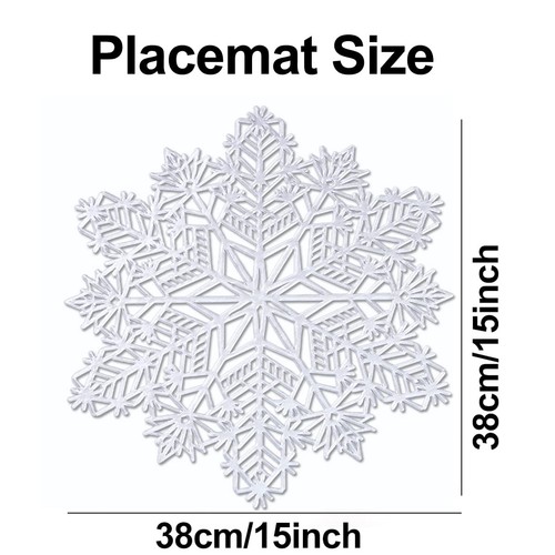 Snowflake Placemats Set of 6 Christmas Decorations Silver Elegant Tablemats R... - Picture 2 of 7