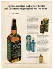 Jim Beam Bourbon Whiskey Ad Vintage 1960s Mid Century Bar Man Cave Wall Art 1965