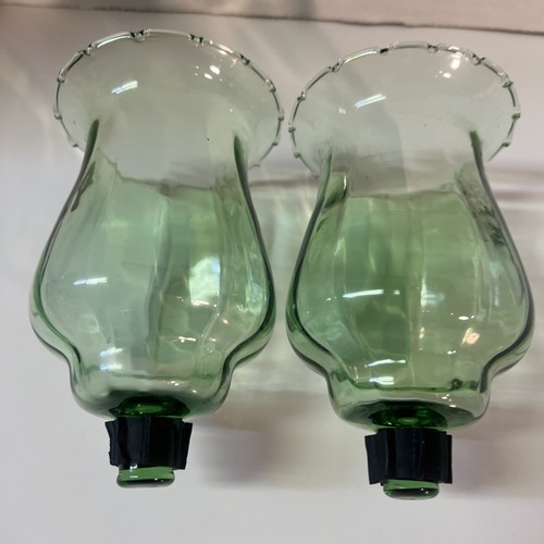 Grün 5" Zapfen Votivkerzen Tassen geriffelt gerippt Glas Halter Vintage Set/2 - Bild 3 von 10