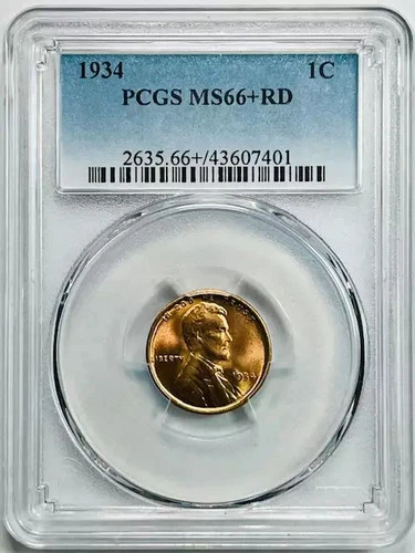 1934 P Small Cents Lincoln Wheat Penny PCGS MS-66+ Plus RD Red