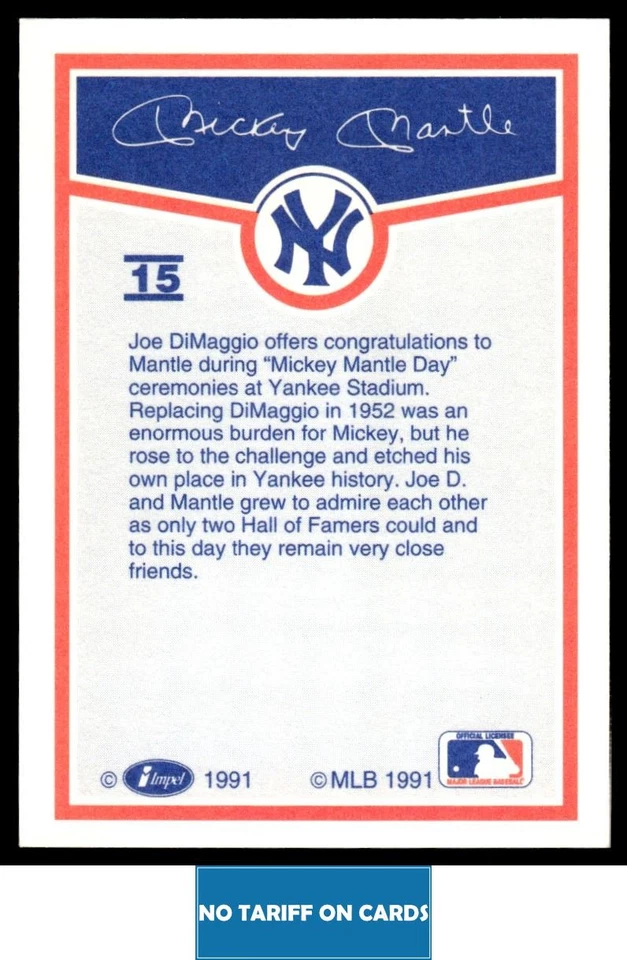 1991 Line Drive Mickey Mantle Mickey Mantle New York Yankees #15 - Image 2 of 2