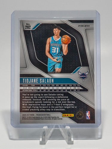 2024-25 Panini Prizm Tidjane Salaun China Variation Silver Hornets #262 Rookie - Picture 2 of 2