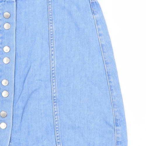 River Island Women's Blue Denim Button A-Line Skirt Size 8 - Picture 8 of 12