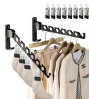 Wall Mount Coat Hanger Holder Black Clothes Drying Organizer Rack Garment Hoo...