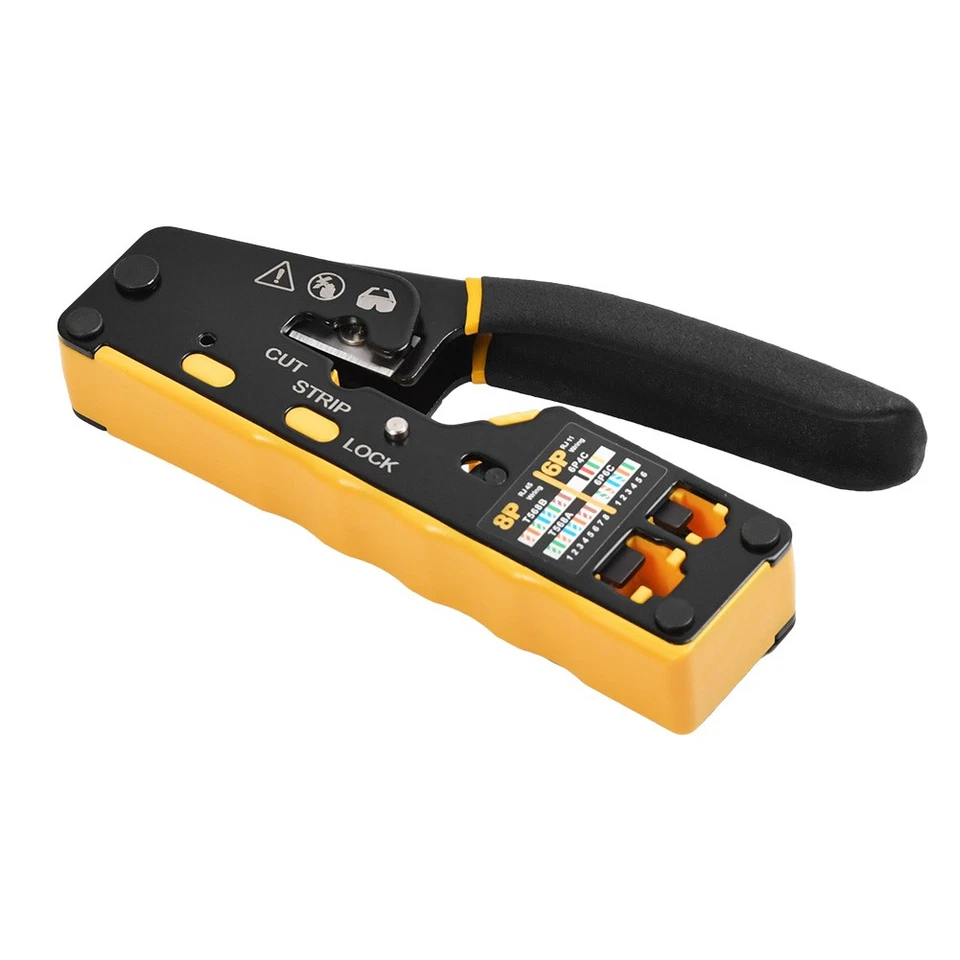 Pass Through RJ45 Crimp Tool Kit Ethernet Crimper CAT5 Cat5e Cat6 Crimping Tool - Image 3 of 4