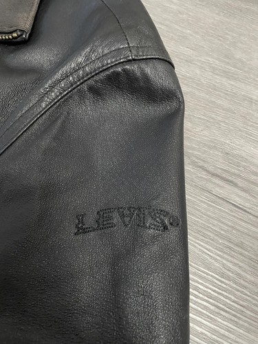 Vintage Levi's Leather Trucker Jacket - Size M - Black - Picture 8 of 9